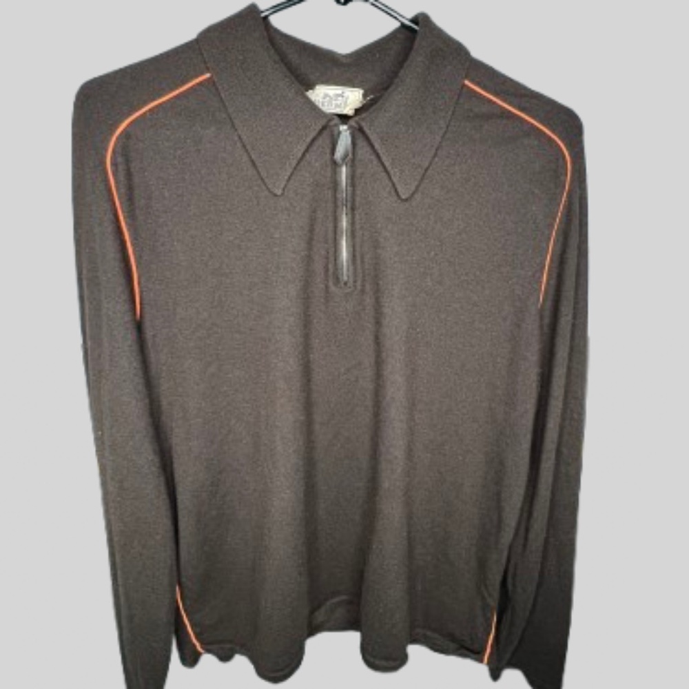 Hermès 100% Cashmere Long-Sleeve Polo Sweater – Luxury & Elegance